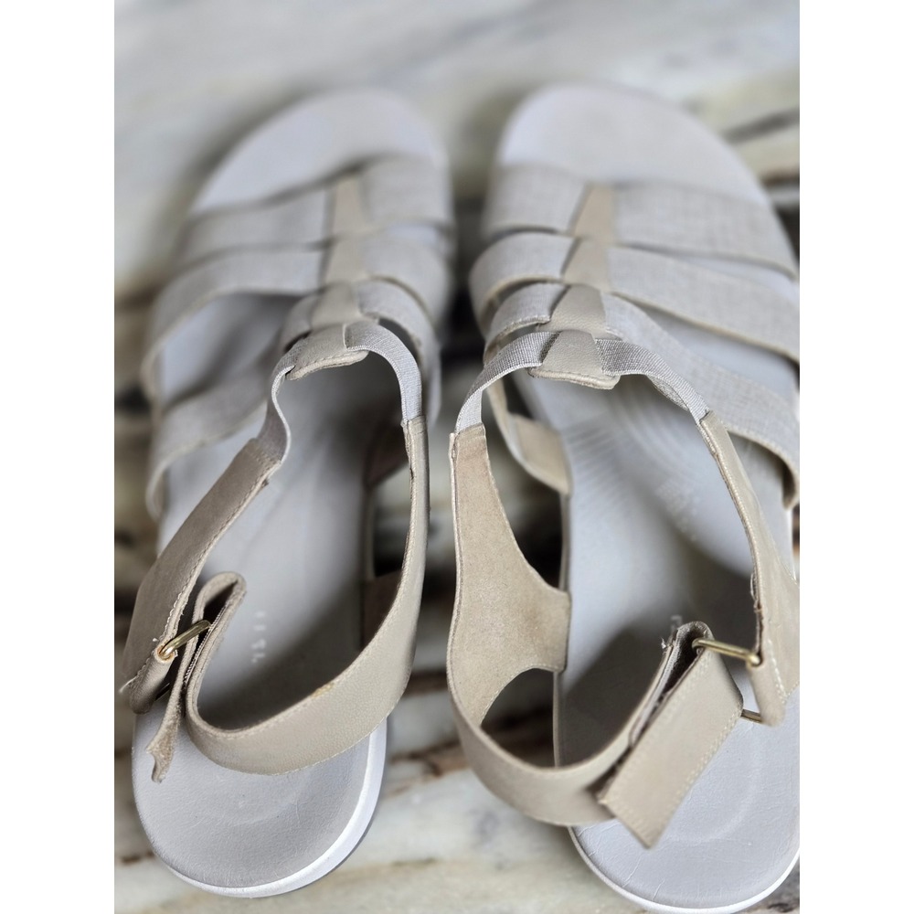 Clarks Cloudsteppers TaupeElastic Strappy Sandals Womens 11 W Wide - Picture 10 of 12